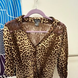 Wet Seal Leopard Print Lace Top